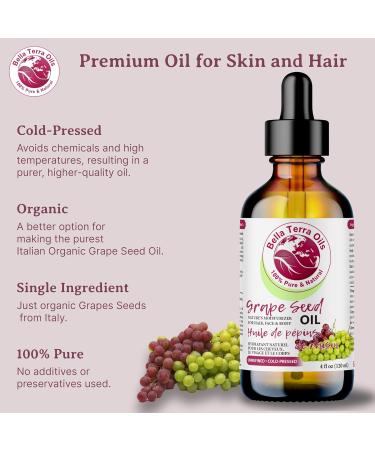 Grape Seed Oil. 236ml. 100% Pure. Cold-pressed. Unrefined. Organic. Rich in Vitamins. Chemical-free. Soothes Skin. Nourishes Hair. Natural Moisturizer for Hair Skin Nails Beard Stretch Marks. Bella Terra Oils. 236 ml (Pack of 1) - Buy Online on SooperMarket.com