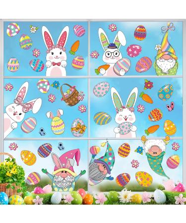 HPNIUB Easter Window Decoration Self-Adhesive with Bunny Eggs Spring Easter Window Clings to Stickers Rabbit Easter Eggs for Display Cabinets Window Decoration for Shop Windows Glass Decor Colourful C - Buy Online on SooperMarket.com