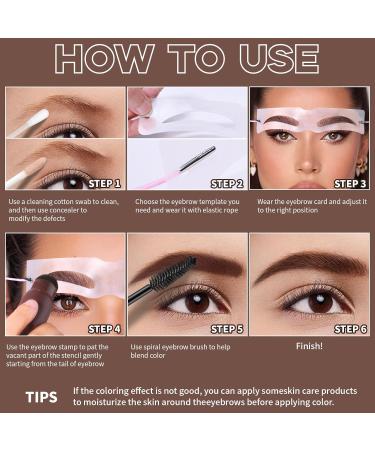 Buy Eyebrow Stamp Stencil Kit - Waterproof Brow Powder 12 Reusable Cards & Brushes | Perfect for Women | Natural Brown #2 - Buy Online on SooperMarket.com