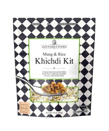 Jain Family Foods Khichdi | Kit for Homemade Kitchari | Ayurvedic Meal | Spices Included | Plant-Based Vegan, 7.4oz Khichdi Kit