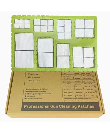 YOURBORE Gun Cleaning Patches Cotton Non Woven Cloth Square Round 8 calibers in 1 Pack 1600/3200 Counts Pistol Rifle Shotgun bore Cleaning Cotton Square 1600cnts