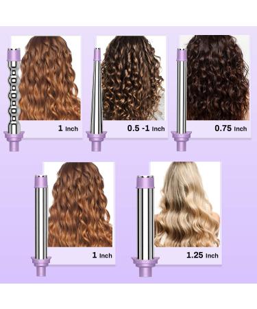 5 in 1 Curling Wand Set with Interchangeable Barrels for Wavy Hair Styling | LCD Display & Temperature Adjustment | Gifts for Women - Buy Online on SooperMarket.com