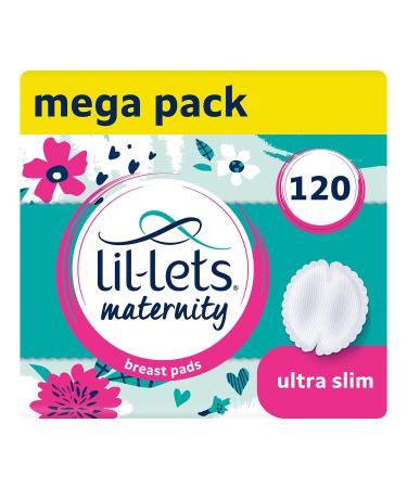 Lil-Lets Breast Pads 120 Individually Wrapped Ultra-Thin Absorbent & Fragrance-Free Comfort & Protection for Nursing Moms Postpartum Maximum Adhesion for Leak & Chafing Nipple Protection Maternity Breast Pads