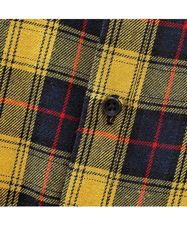 Maqroz Men's Flannel Shirt X-Large - Casual Button Down Plaid Shirt for Big & Tall - Yellow - Buy Online on SooperMarket.com