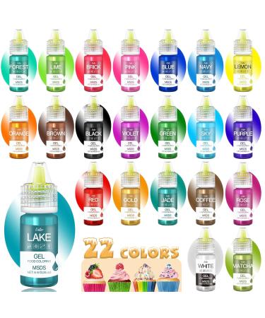 Buy 22 Colors Food Gel for Baking & Crafts | Sugar-Free Vibrant Concentrated Food Coloring - Ideal for Cakes Cookies Macarons & More - 6ml Each - Buy Online on SooperMarket.com
