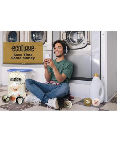 ECOTIQUE Wool Dryer Balls 100% Natural Fabric Softener Reusable Reduces Clothing Wrinkles and Saves Drying Time Saves Energy Costs Eco-Friendly Pack of 6 XL (Assorted Designs) - Buy Online on SooperMarket.com