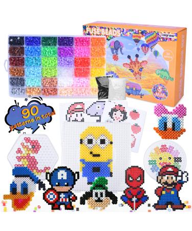 Longruner 10000, 36 Colors Fuse Beads Kit 5mm DIY Art Craft Toys for Kids with 4 Pegboards, 60 30 Pattern Paper| B, 10000pcs
