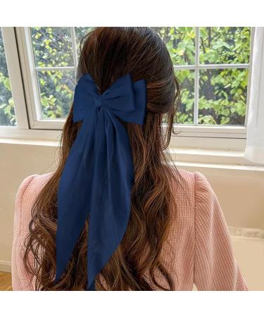 Buy Wllhyf Navy Blue Hair Clips - Big Bow Satin Hairpins & 90s Accessories for Women & Girls - Buy Online on SooperMarket.com