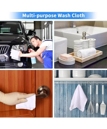 60 Pcs 12x12 Inch White Cotton Washcloths Set - Absorbent & Multipurpose Face Towels for Bathroom & Kitchen - Machine Washable Gym Towels & Cleaning Rags - Buy Online on SooperMarket.com