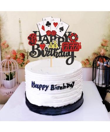Cyodoos1PCS Casino Cake Decoration Dice Poker Chips Cupcake Cake Topper Playing Cards Vegas Theme Cupcake Toppers Decorations Poker Night Party Supplies Black - Buy Online on SooperMarket.com