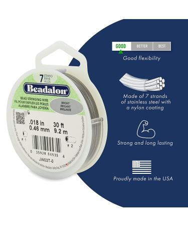 Beadalon 7 Strand Stainless Steel Bead Stringing Wire - Satin Gold .015 in / 0.38 mm, 100 ft / 31 m - Buy Online on SooperMarket.com