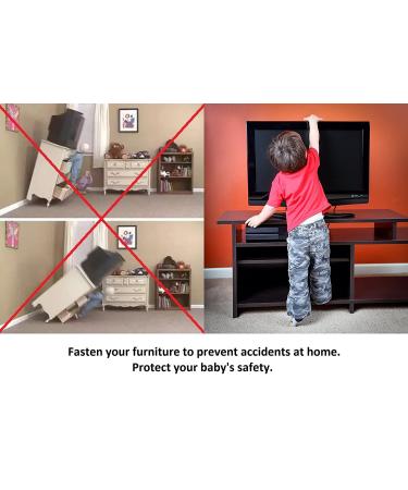 Baby Safety Metal TV Straps Furniture Anti-Tip Straps Heavy Duty Strap All Flat Screen TV/Furniture 2 Pack - Buy Online on SooperMarket.com