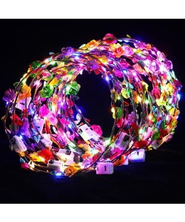 40 Pcs LED Flower Headband  Light up Flower Crown Garland Flower Headdress Floral Headpiece for Women Girls Hair Accessories Birthday Wedding Party (Plum Blossom Style) Flower Style