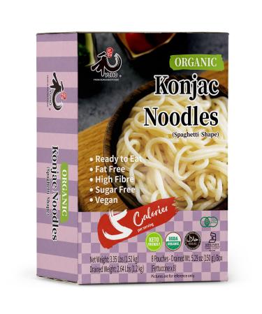 YUHO Organic Shirataki Konjac Pasta 8 Pack Inside, Vegan, Low Calorie Food, Fat Free, Keto Friendly, Zero Carbs, Holiday Gifts, Healthy Diet Pasta 53.61 Oz, 8 Noodle