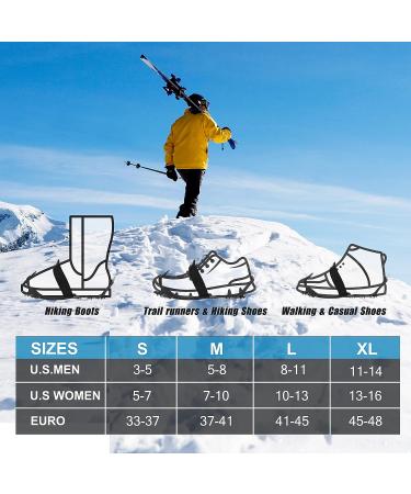 Ice Snow Grips Traction Cleats for Shoes & Boots - Anti-Slip Crampons with 11 Studs - S, M, L, XL (Men 5-8/ Women 7-10) - Buy Online on SooperMarket.com