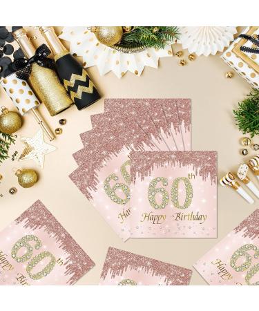 40 Pink Birthday Napkins - 60th Birthday Party Decor | 33x33cm Paper Napkins for Men Women & Girls - Buy Online on SooperMarket.com