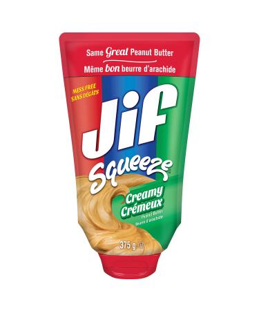 Jif Squeeze Creamy Peanut Butter Smooth & Creamy Texture Portable Squeeze Pack 375g Pouches (Pack of 10) Squeeze 375 g (Pack of 10)