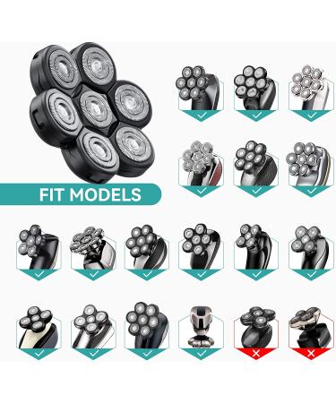 Kensen 7D Blade Replacement Heads - 7 Electric Shaver Heads for Bald Men - Wet/Dry Compatible - Waterproof Razor - Compatible with Many Models - Buy Online on SooperMarket.com
