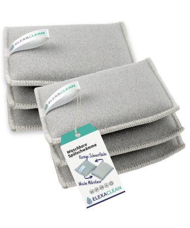 Elexaclean flush sponge pot cleaner sponges (6 -seater set 12x10 cm gray) washable - for reusing with microfiber - new: large version of 6 -Set 12x10cm (large)