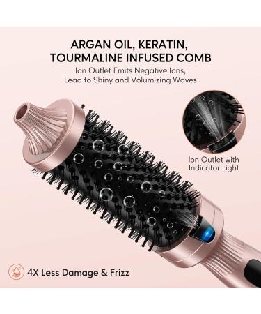 Terviiix 38MM Ceramic Tourmaline Ionic Curling Iron Brush - Volumizing Hot Brush for Root Volume & Loose Curls - Digital Display, 5 Temperatures, Dual Voltage - Rose Gold - Buy Online on SooperMarket.com