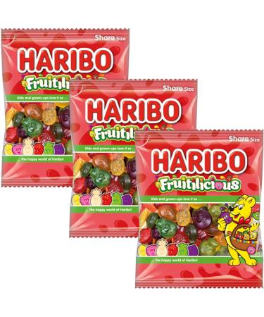 Fruitilicious Juicy Gummy Sweets Soft Chewy Candy Pineapple Blackcurrant Raspberry Strawberry Lemon Apple 150g - 3x Share Bags - Buy Online on SooperMarket.com