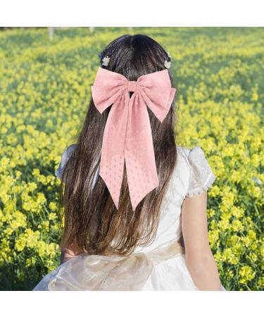 Ruzister 2 Pieces Large Hair Bows for Women Hair Bands Oversized Long Tail Cute Aesthetic Hair Accessories Large Hair Clips for Women Beige/Light Pink - Buy Online on SooperMarket.com