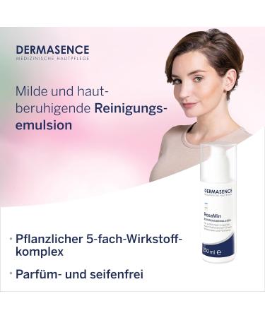 Dermasence Rosamine Cleaning Emulsion 150ml - Gentle Cleanser for Sensitive Reactive Skin with Rosacea - Soothing Non-Irritating Perfume-Free Formula - Buy Online on SooperMarket.com