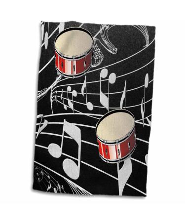 3D Rose Red Drums On Music Notes TWL_38199_1 Towel  15 x 22