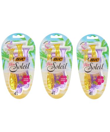 BIC Miss Soleil Einwegrasierer Women 3 x 4 Pack disposable razor with 3 blades each with vitamin E for a gentle shave special edition