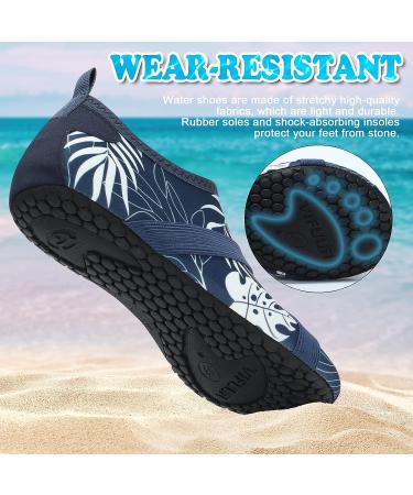 VIFUUR Water Shoes for Women and Men - Blue Leaf | Quick Dry Aqua Socks for Beach, Swim, Yoga, Outdoor Sports - Buy Online on SooperMarket.com