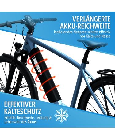 Lainfeld E-Bike Battery Protective Cover | Universal Fit | 30-41 cm Circumference | Neoprene Protection Against Cold & Dirt | Reflectors | Black-Blue E-Bike Accessories - Buy Online on SooperMarket.com