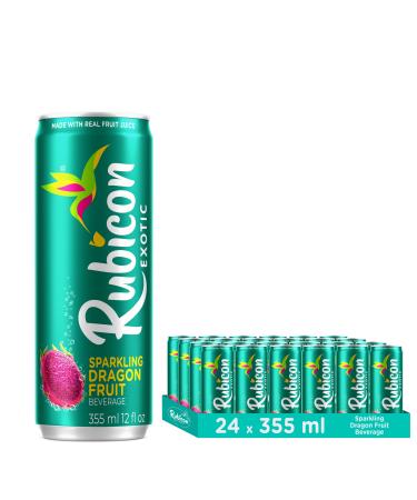 Rubicon Sparkling Dragon Fruit Beverage | Pack of 24 355 ml Cans | Fruit Flavour Carbonated Drink | 90 Calories per Can | Made with Real Fruit Juice | Natural Flavour | Vegan Friendly | Allergen-Free | No Artificial Sweeteners