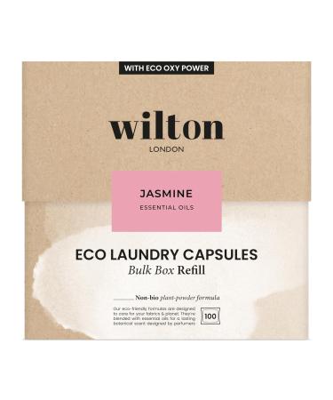 Wilton London Eco Friendly Laundry Capsules 100 Washes - 100% Plastic Free Packaging - Non-Bio - Plant-based Biodegradable Powder Formula - Essential Oils - Fresh and Longlasting Jasmine Scent Jasmine 2 kg (Pack of 1)