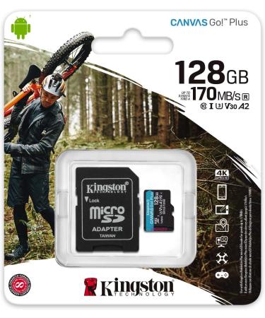 Kingston 128GB microSDXC Canvas Go Plus Memory Card | 170MB/s Read Speed | UHS-I, C10, U3, V30, A2/A1 | Includes Adapter | Fast 128GB microSD Card - Buy Online on SooperMarket.com