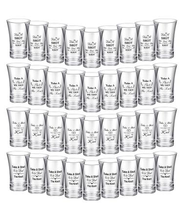 Cunhill 36 Packs Take a Shot We Tied the Knot Shot Glasses Wedding Favor Set 1.2 Ounce Shot Glasses Wedding Favor Acrylic Funny Wedding Shot Glasses Bridal Party Shot Glasses (Classic)