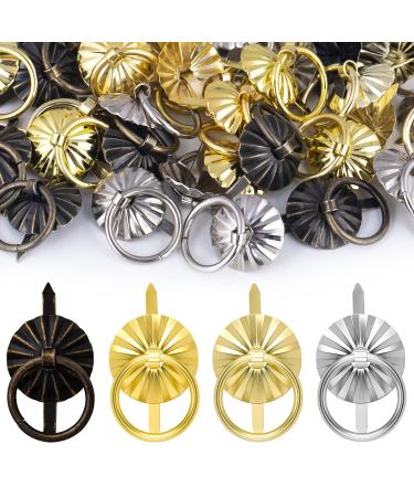 40pcs Metal Brad Fasteners with Pull Rings  PAGOW 2cm Mini Brad Paper Fasteners  Vintage Drawer Handle Ring DIY Crafts Decoration Accessories for Kitchen  Bathroom (4 Colors)