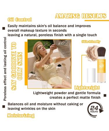 Buy SPF 50++ Mineral Sunscreen Setting Powder | Lightweight Matte Translucent Face Powder with Brush | Oil Control & Breathable Concealer - International Shipping Available - Buy Online on SooperMarket.com