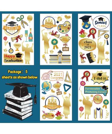 60 PCS Metallic Glitter Graduation Temporary Tattoos - Boys & Girls Party Supplies - Graduation Stickers - Congratulatory Decoration Gift - 5 Sheets - Buy Online on SooperMarket.com