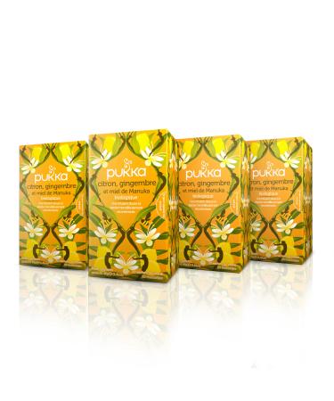 Pukka Lemon Ginger & Manuka Honey Organic Herbal Tea 20 Count (Pack of 4) Licorice Root & Elderflower Bliss Lemon Ginger & Manuka Honey 20 Count (Pack of 4)