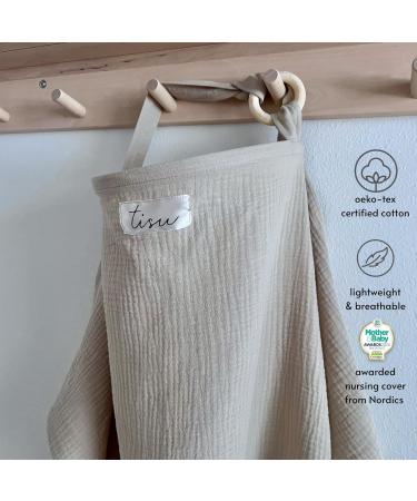 TISU Nursing Cover for Breastfeeding & Pumping | Multi-Use Car Seat Stroller Cover | Soft Muslin Cotton | Breathable Breastfeeding Apron & Shawl - Oat Beige - Buy Online on SooperMarket.com
