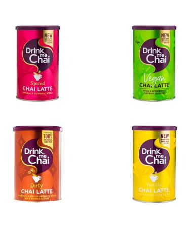 Drink Me Tea Pick N Mix - Choose From 4 Flavours | Spiced Vanilla Dirty Vegan Chai Latte | Pack of 2 x 250g- Perfect Tea Gift Set for Tea Lovers