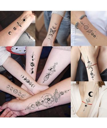 JOEHAPY 33 Sheets Black Outer Space Temporary Tattoos - Geometric Planets and 3D star designs for Kids and Adults - Buy Online on SooperMarket.com