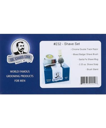 Colonel Conk Model 232 Santa Fe Shave Cup Set | Premium Mixed Badger Brush Chrome Razor & Soap for Luxurious Shaving - Buy Online on SooperMarket.com