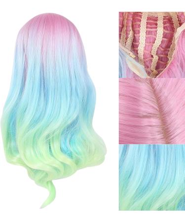 Long Wavy Wig Pink To Blue Cosplay Party Wigs Gradient for Women for Daily Party for Cosplay - Buy Online on SooperMarket.com