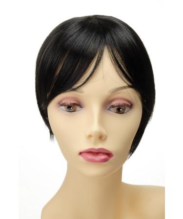 WIG ME UP - Hairpiece Toupee Hair Replacement Attachment Toupee Clip-In Black Q022-GGO-1B Velvet Black (1B)