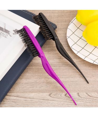 Boar Bristle Teasing Hair Brush Set for Women Men - Salon Quality Styling Comb Set in Fuchsia and Purple - Buy Online on SooperMarket.com