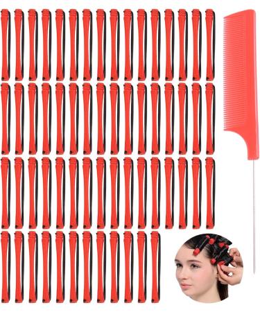 48pcs Hair Perm Rods Plastic Perming Rods Curlers Hair Rollers Curlers with Tail Comb Hair Perming Kit for Hairdressing Hair Styling or DIY Tool(Red) - Buy Online on SooperMarket.com