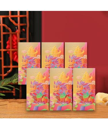 6Pcs Chinese Lunar Year Red Envelopes Hong Bao Gifts Traditional Lucky Money Envelopes for Birthday Festival Thanksgiving Golden Dragon - Buy Online on SooperMarket.com