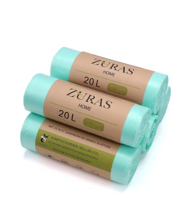 Zuras 20 liter organic waste bag 150 pieces. Compostable biodegradable garbage bags on a vegetable basis DIN EN 13432 certified and tested tear -resistant and waterproof
