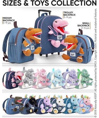 Naturally KIDS Small Dinosaur Backpack - Toddler Boy Girl Backpack with Stuffed Animal - Gifts for 3 Year Old - Brown T Rex Design - Buy Online on SooperMarket.com